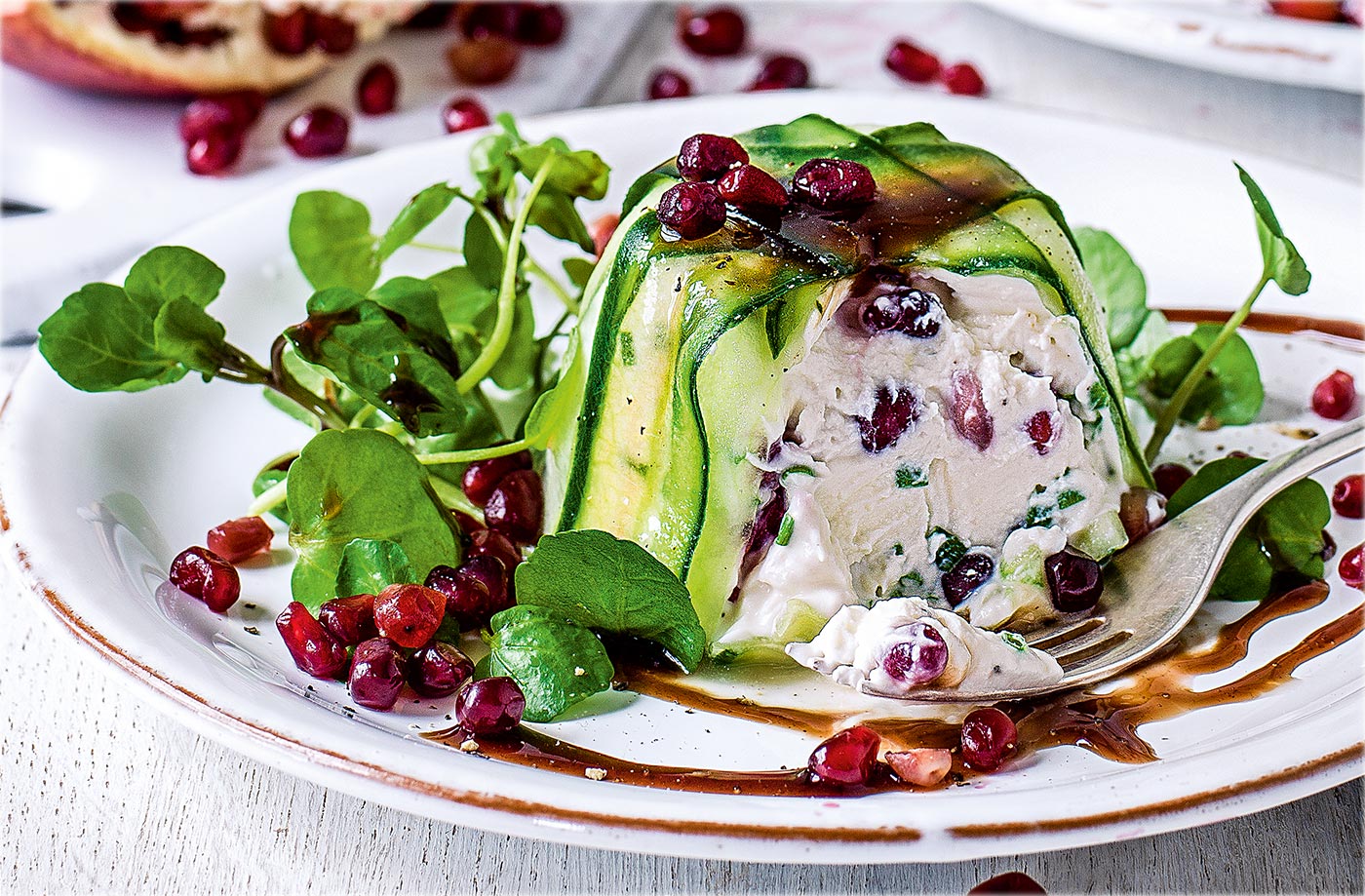Pomegranate, ricotta and goat's cheese mousse