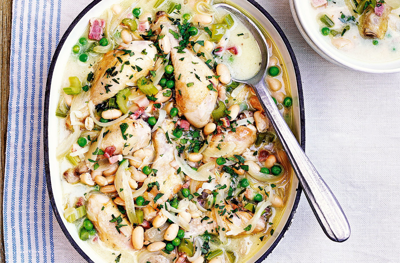 Summery chicken and pancetta stew