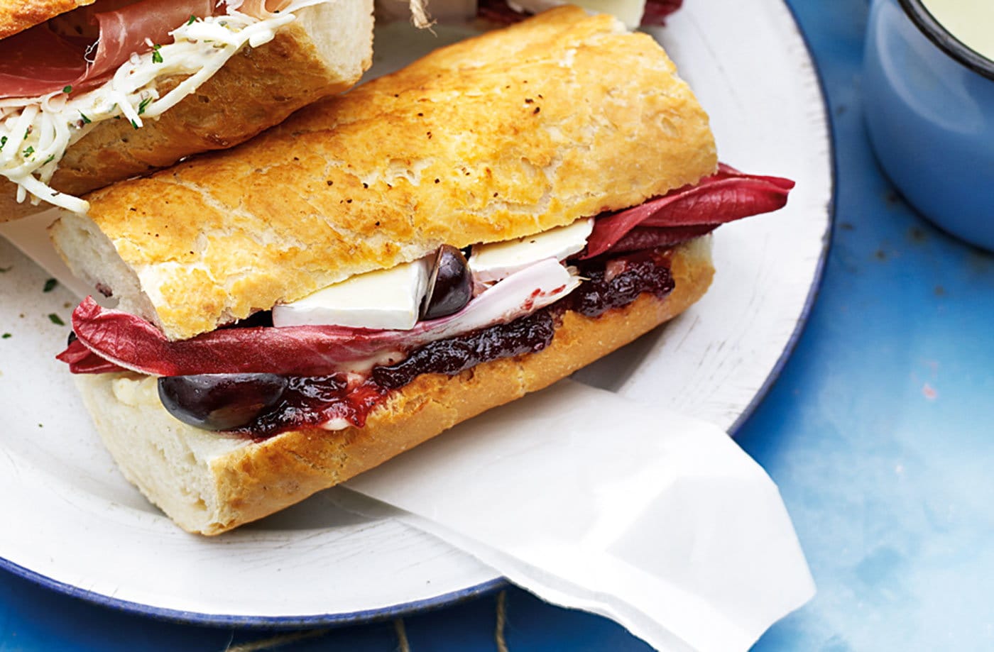 Brie, grape and cranberry baguettes