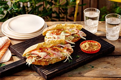 Image of "Leftover pork sandwiches with apple slaw"
