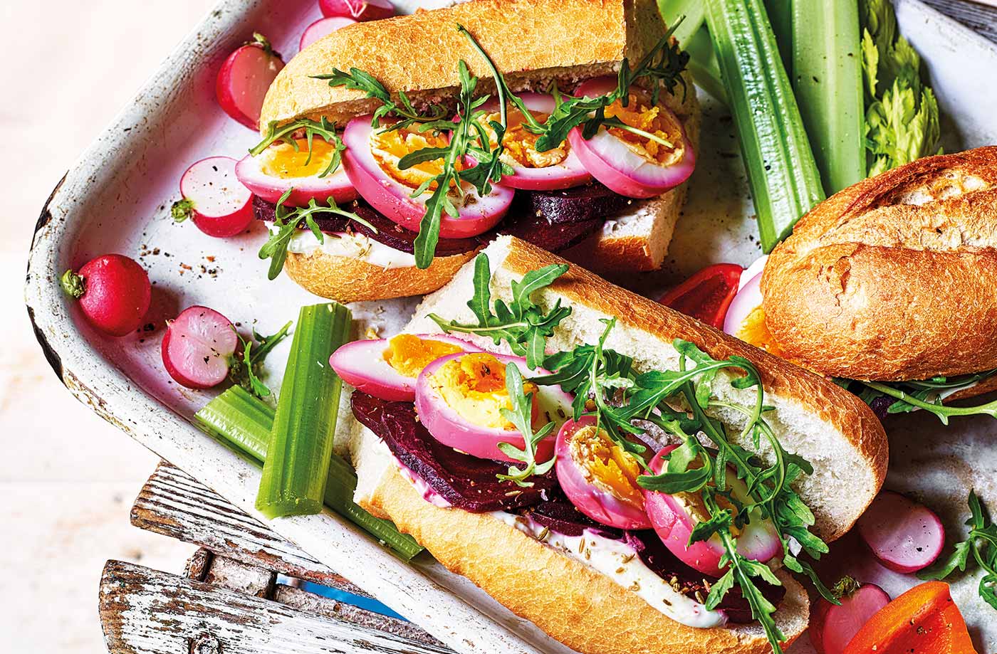 Pickled egg sandwich