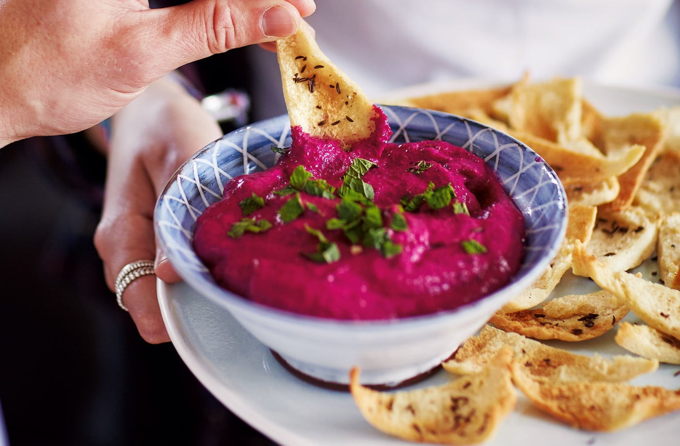 Beetroot dip with caraway toasts