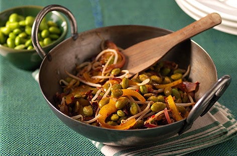 Image of "Soya bean, chilli and ginger stir-fry"