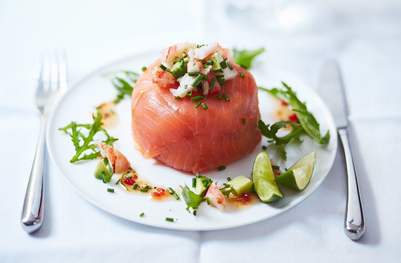 Smoked salmon and prawn parcels