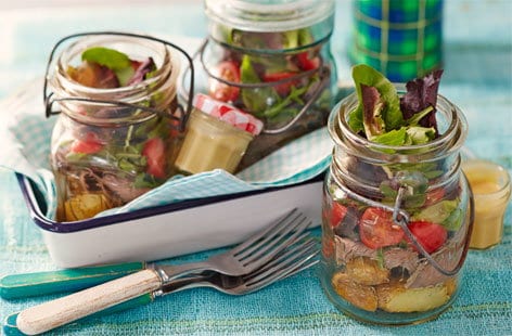 Image of "Roast beef salad jar"