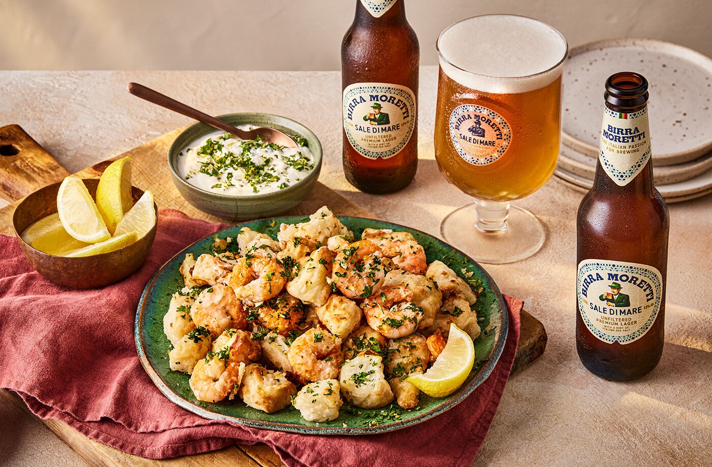Fritto misto with prawns and cod