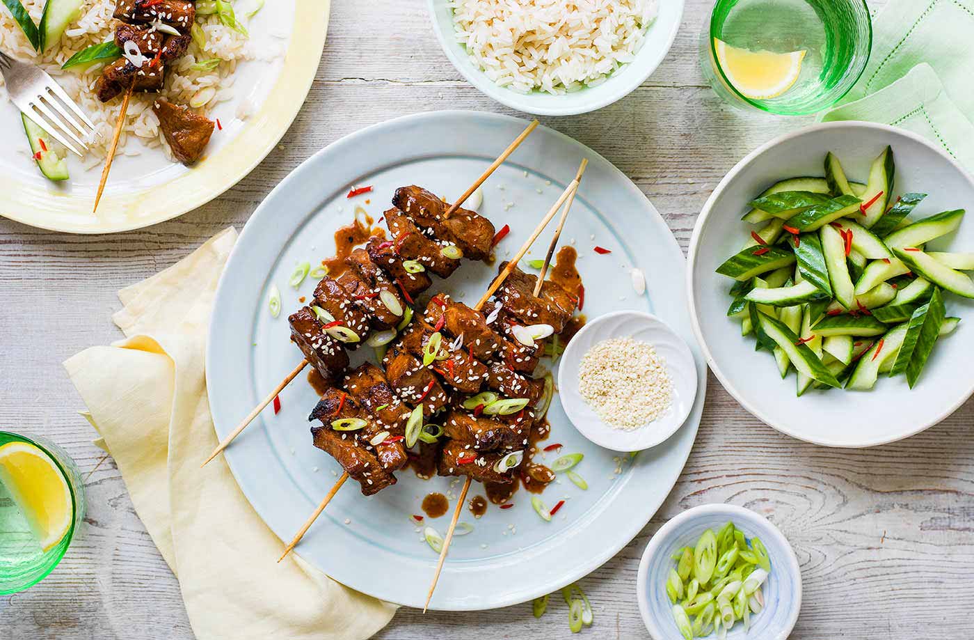 Sriracha beef kebabs