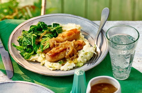 Image of "Sausages and champ"