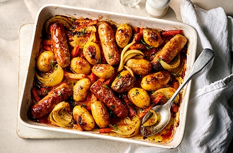 Image of "Claire’s apricot sausage traybake"