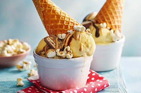 Image of "Chocolate and peanut butter upside-down cones"