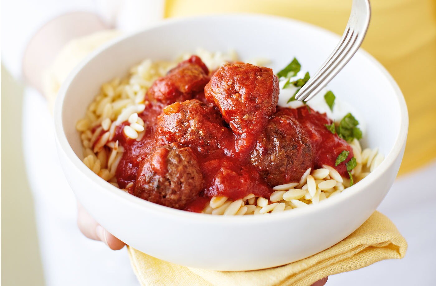 Moroccan-style meatballs with orzo