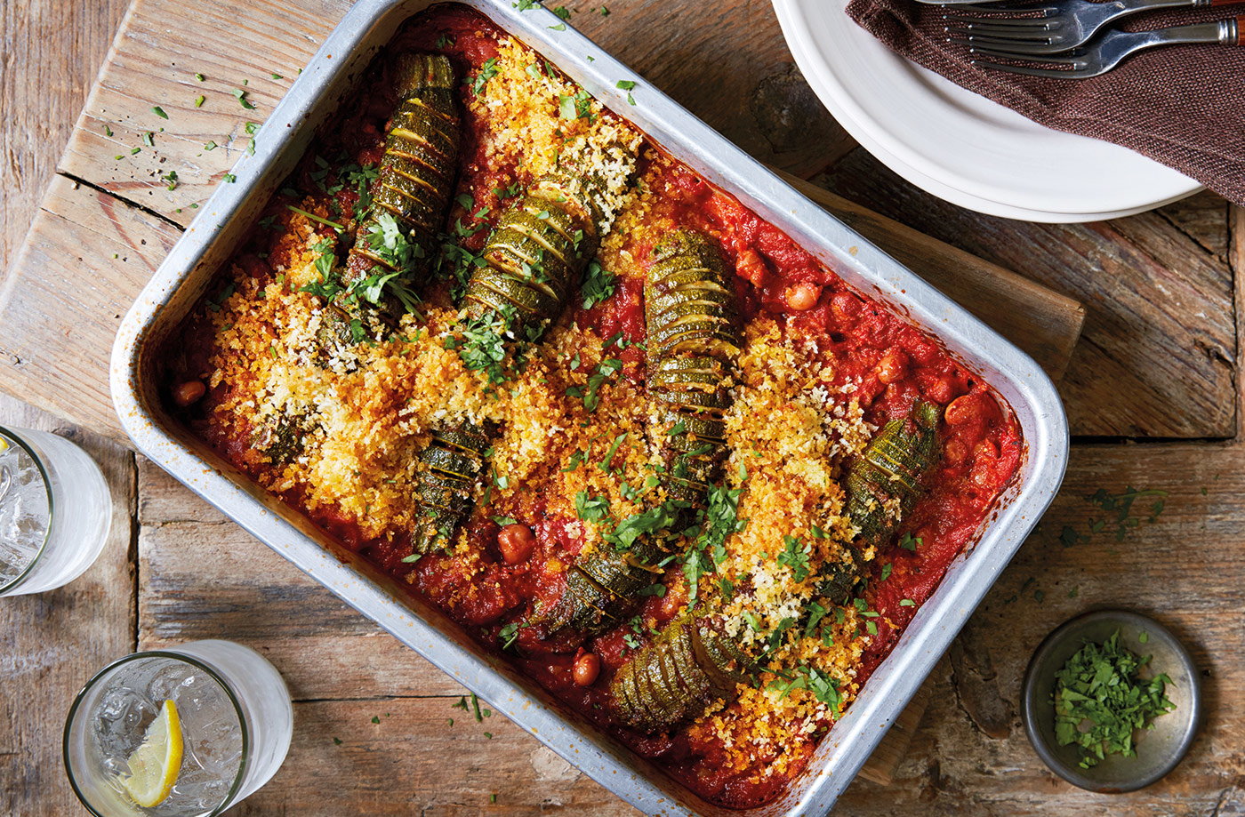 Hasselback courgette bake