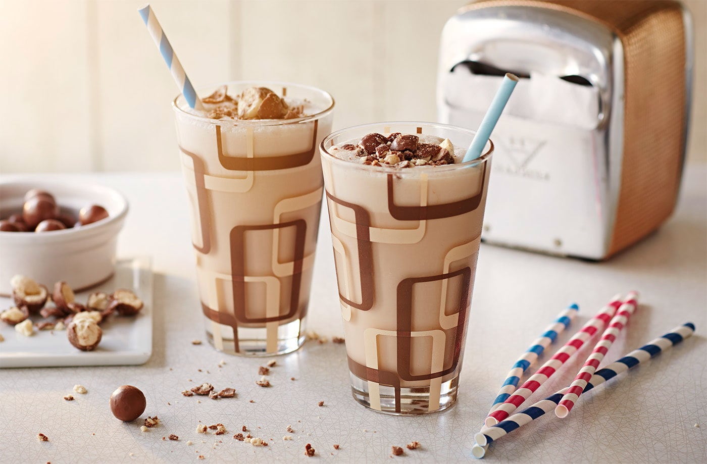 Malted vanilla ice cream milkshakes