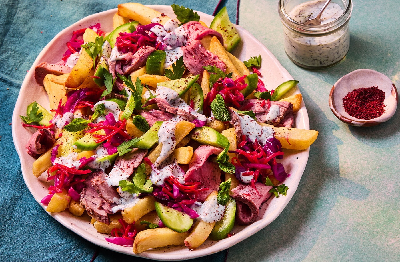 Roast lamb loaded fries