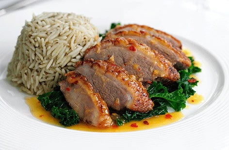 Duck with chilli and orange sauce