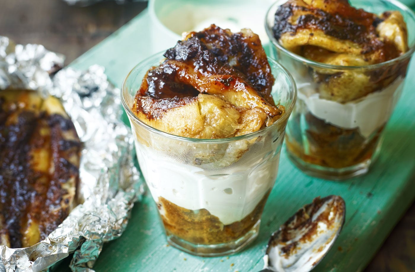 Barbecued banoffee trifles