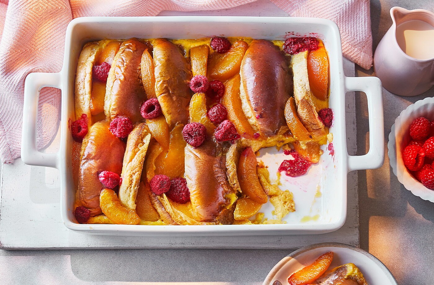 Burger bun bread and butter pudding