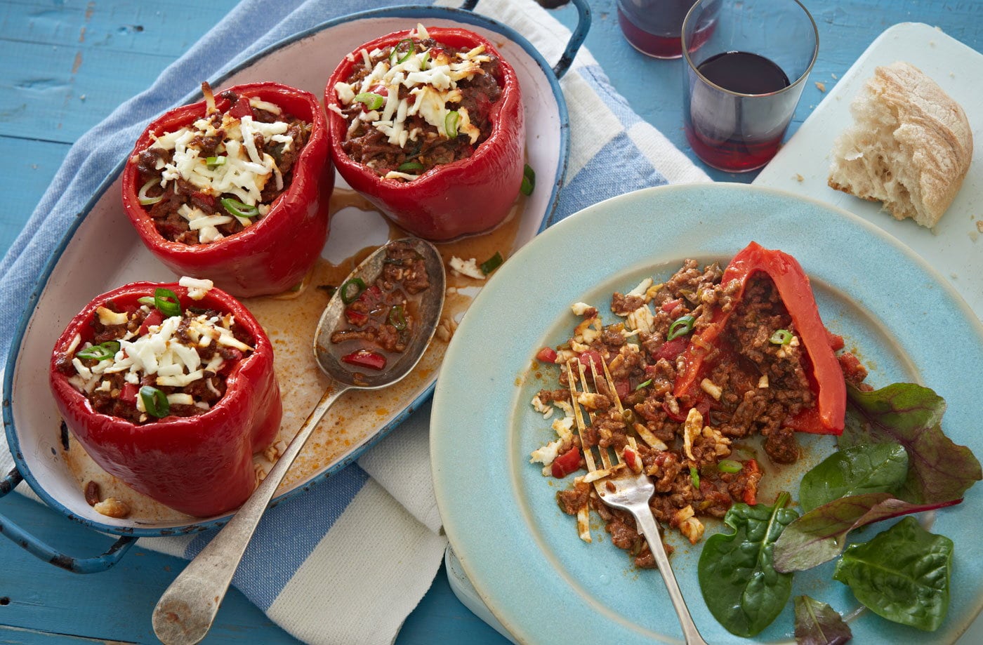 Greek-style stuffed peppers with beef
