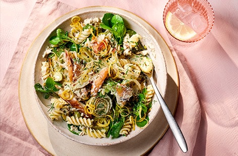 Image of "Smoked mackerel and roasted fennel pasta salad"