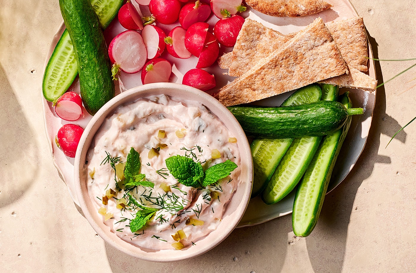 Pickle taramasalata dip