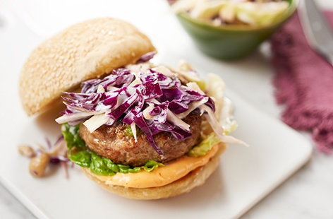 Image of "Gingery pork burgers with Asian slaw"