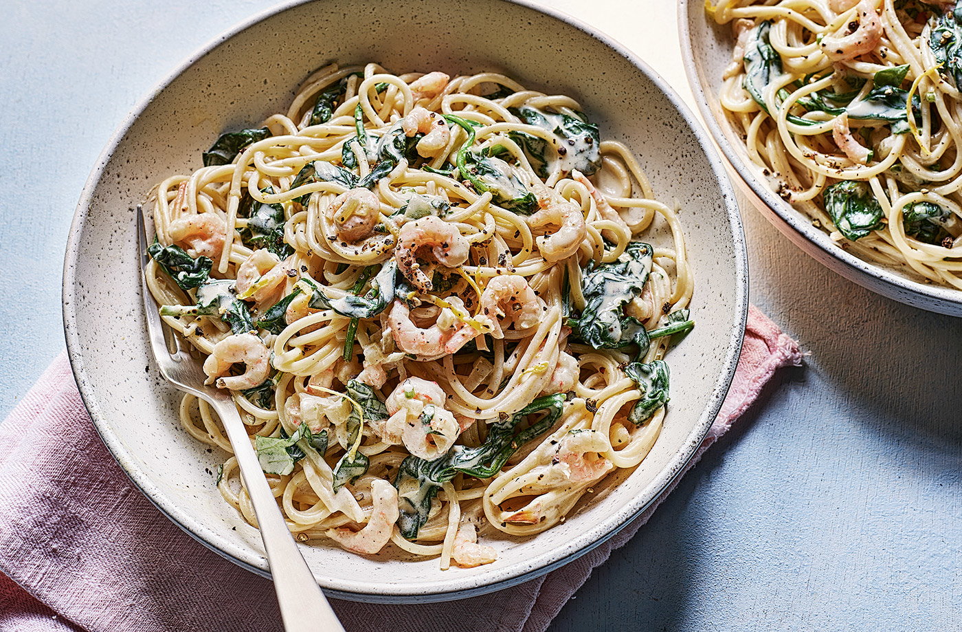 Creamy lemon and prawn spaghetti