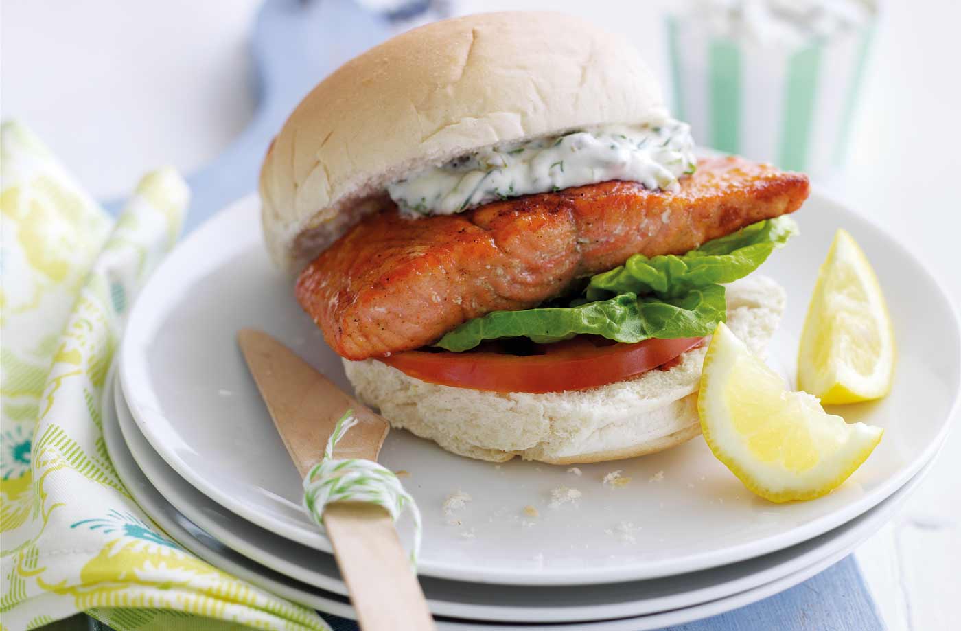 Salmon butties with tartare sauce