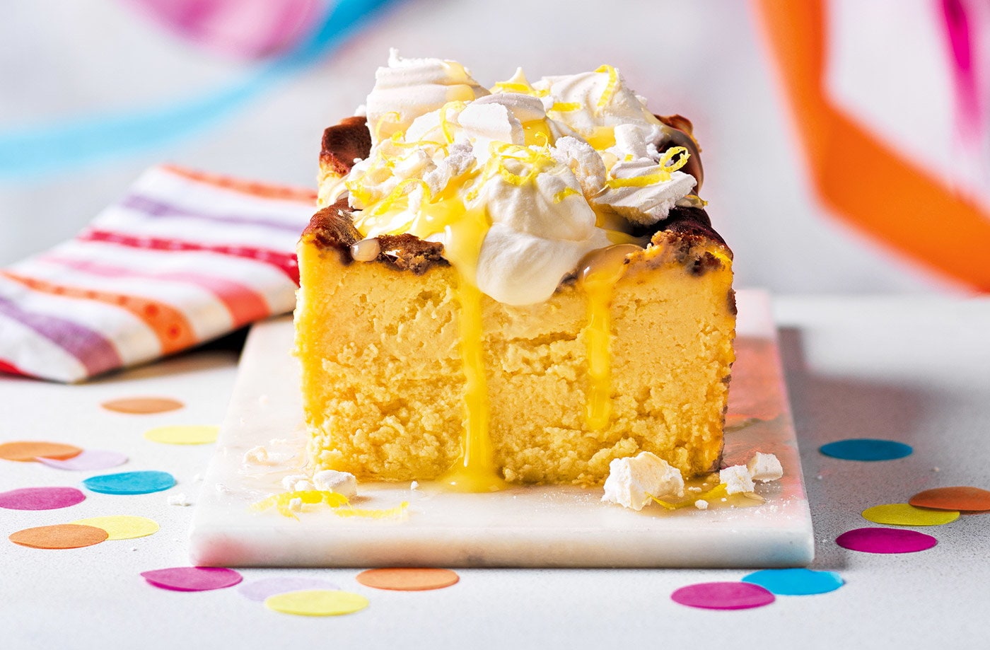 Lemon meringue burnt Basque cheesecake