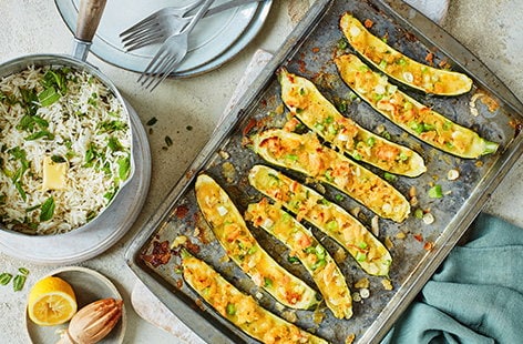 Image of "Stuffed courgettes with mint rice"