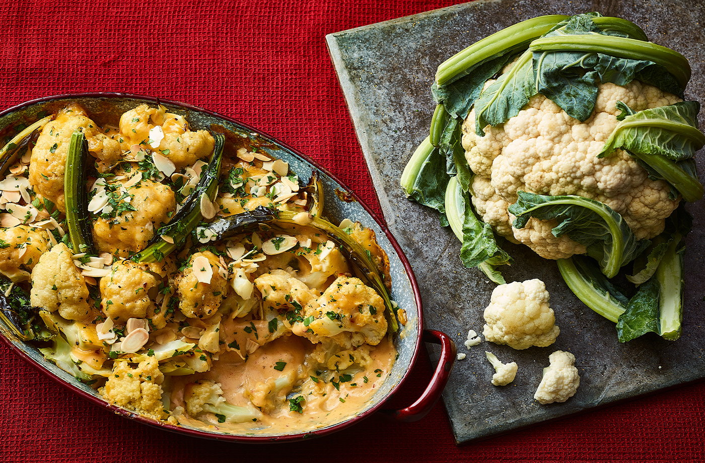 Cauliflower cheese with almond and parsley crumb