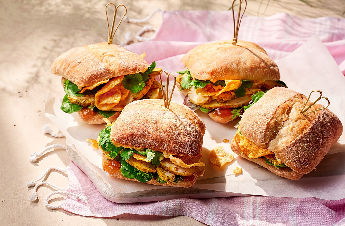 Coronation chicken crisp sarnies