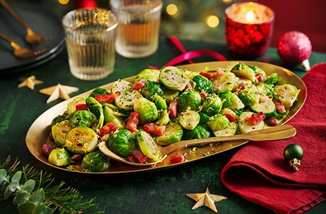 Air-fryer crispy sprouts with lardons