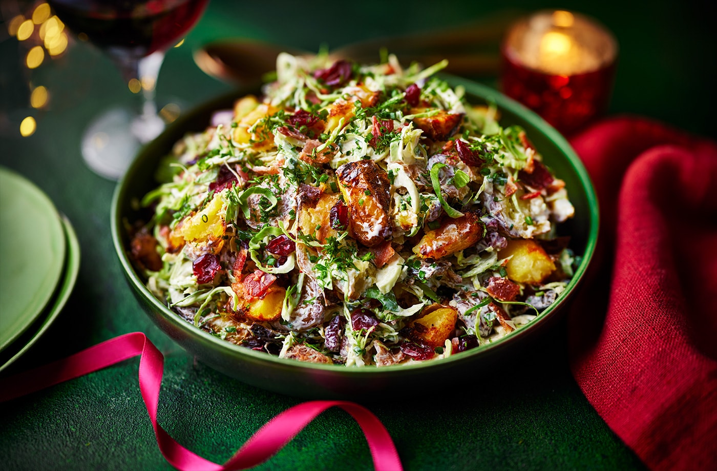Festive smashed potato salad