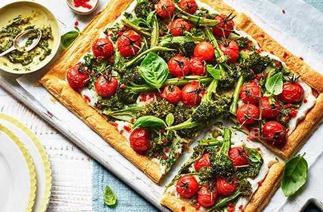 Image of "Purple sprouting broccoli tart"