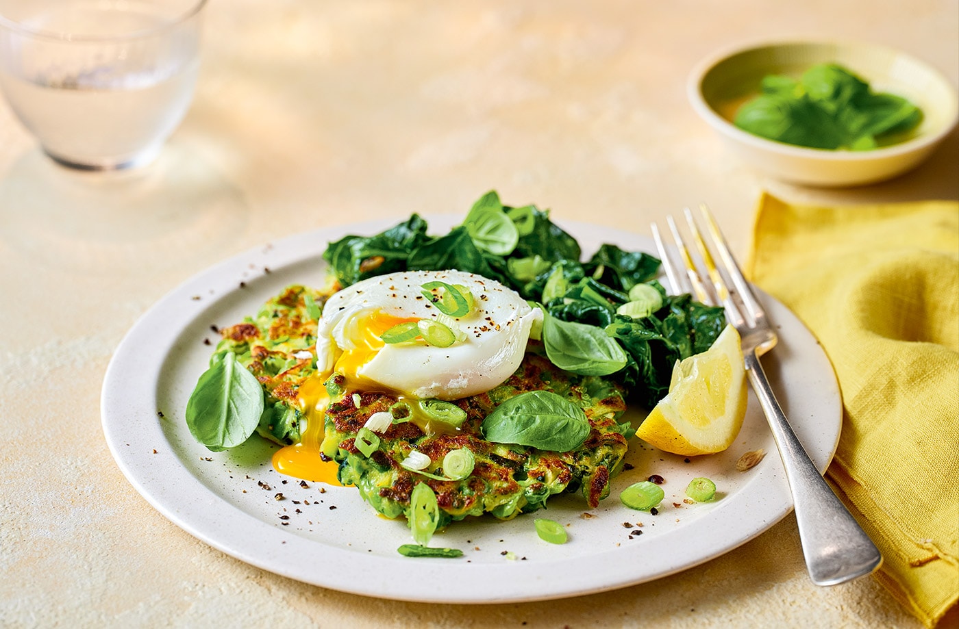 Pea, courgette and cheese fritters