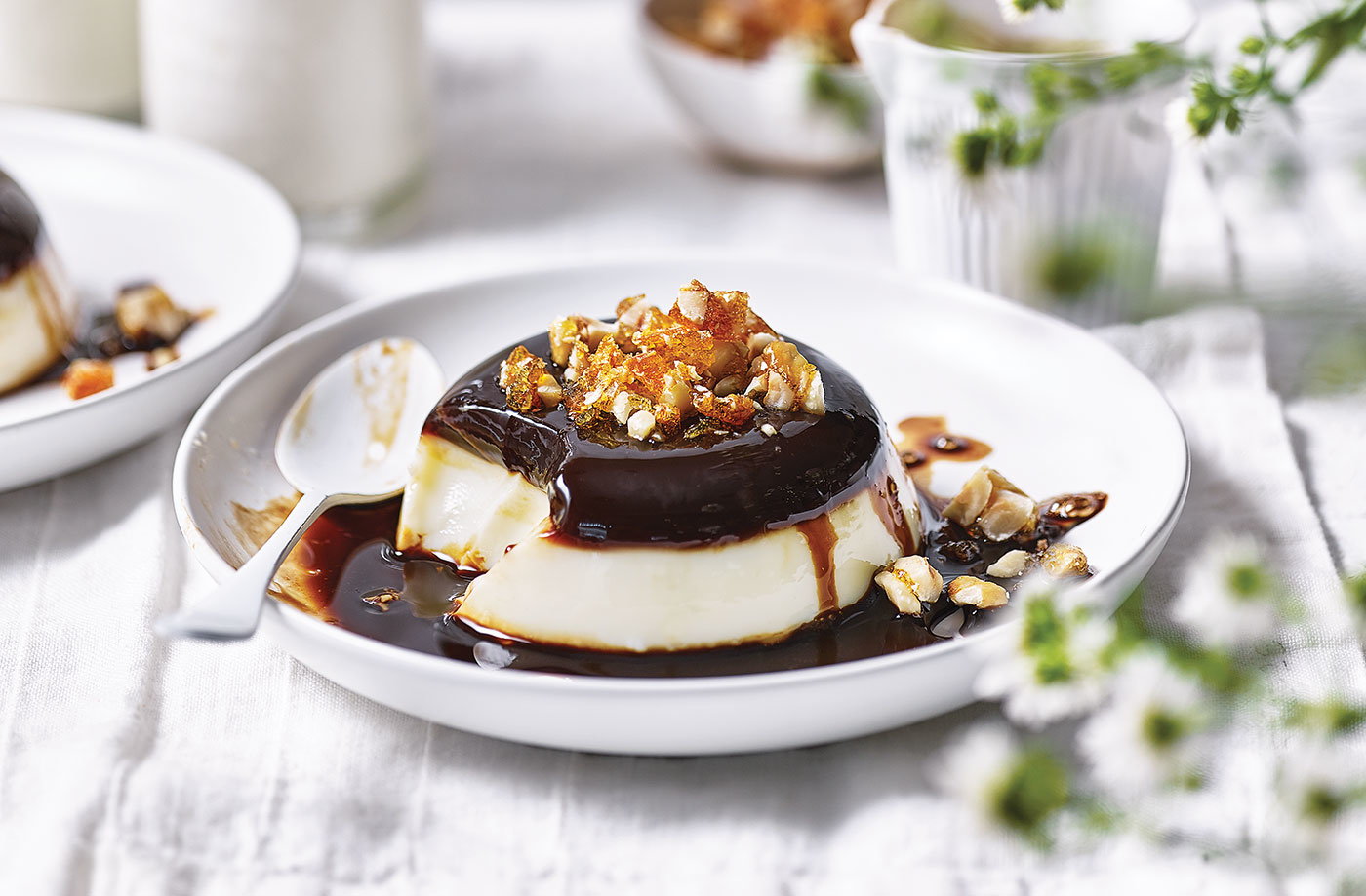 Condensed milk and coffee panna cottas