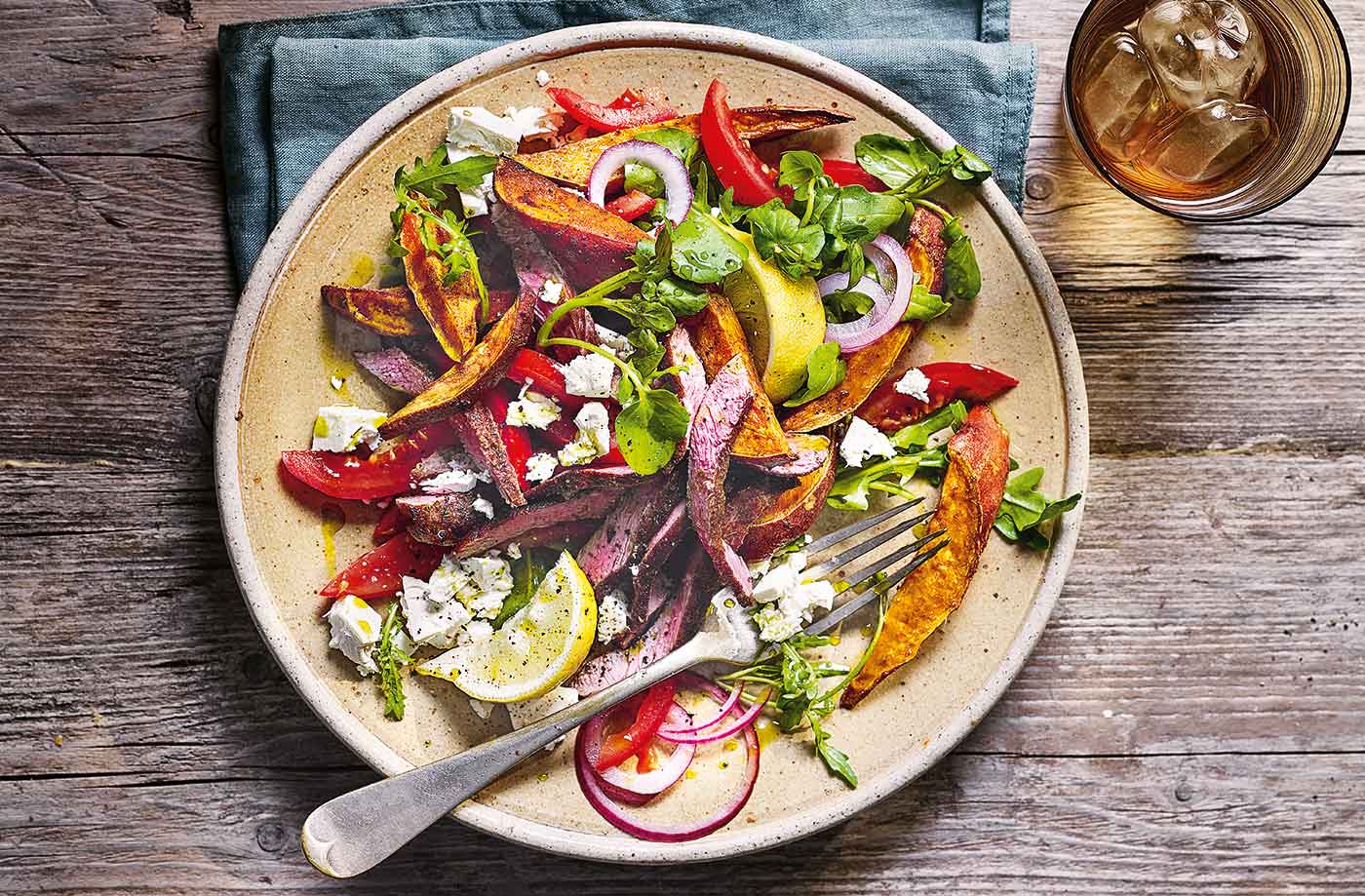 Greek-style lamb and sweet potato salad