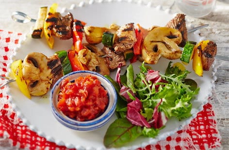 Image of "Cola lamb kebabs with spicy tomato relish"