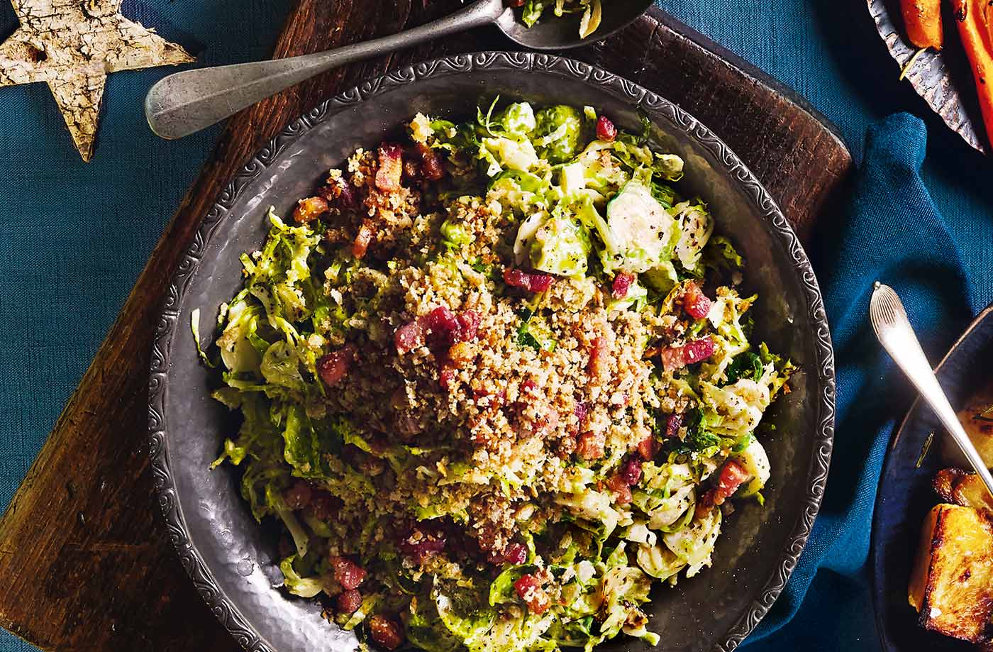 Creamed sprouts with pancetta crumb