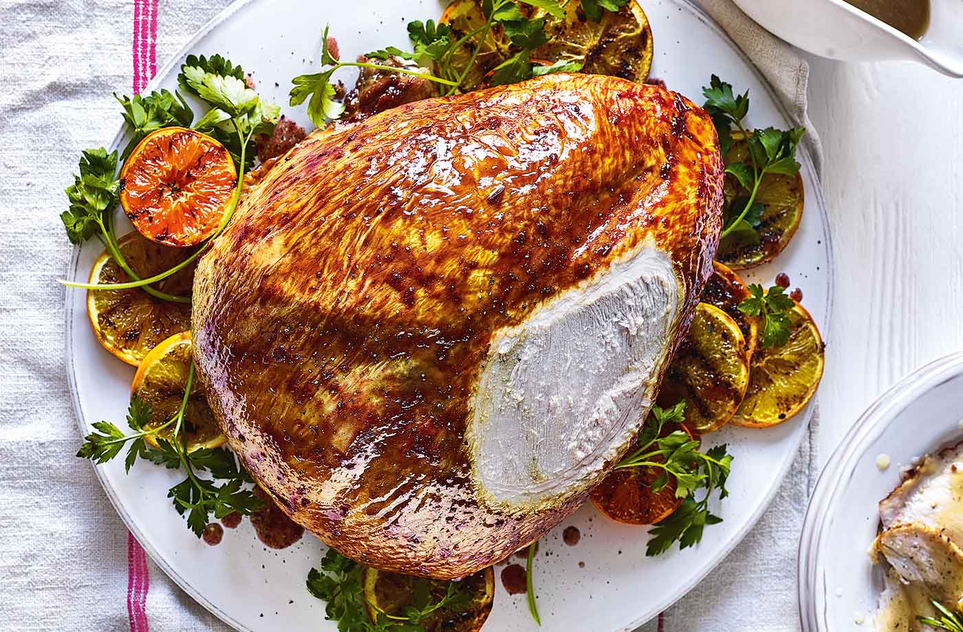 Turkey crown with cranberry glaze