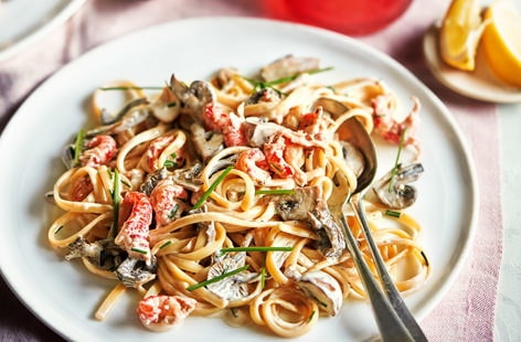 Image of "Crayfish and wild mushroom linguine"