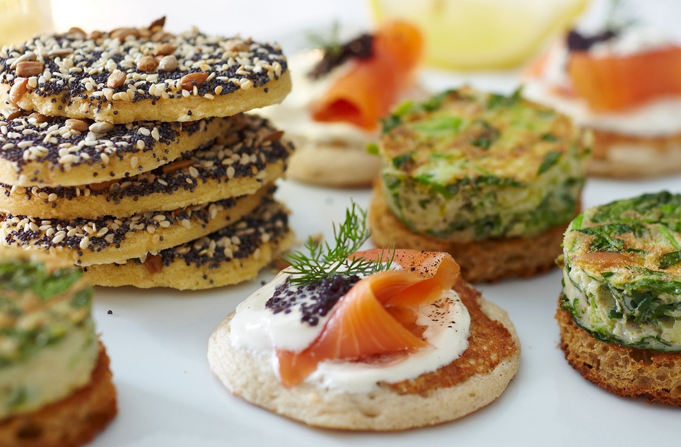 Gluten-free blinis with smoked salmon