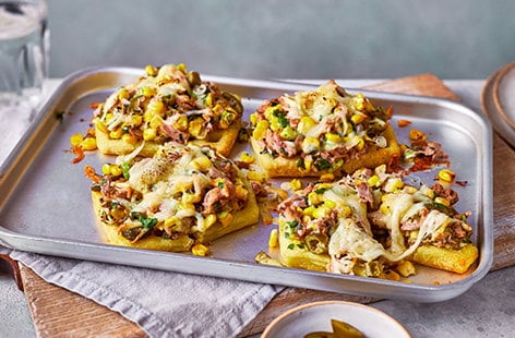 Image of "Tuna melt loaded waffles"