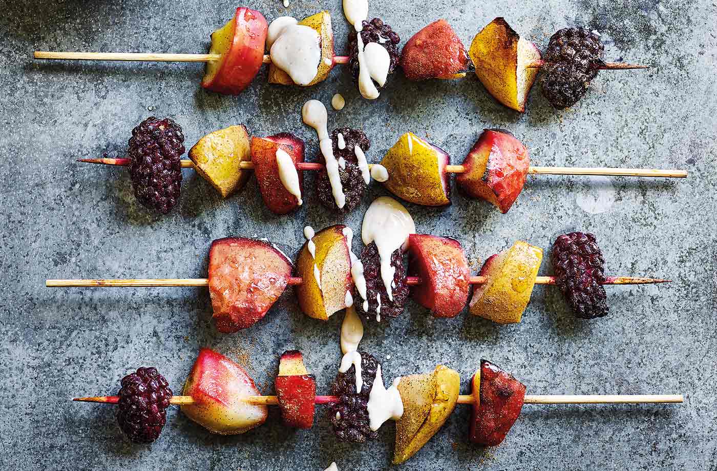 Autumn fruit kebabs
