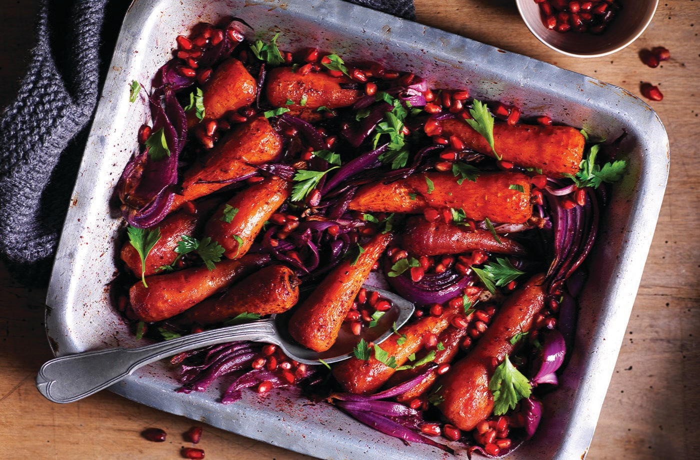 Roasted carrots and red onions with sumac