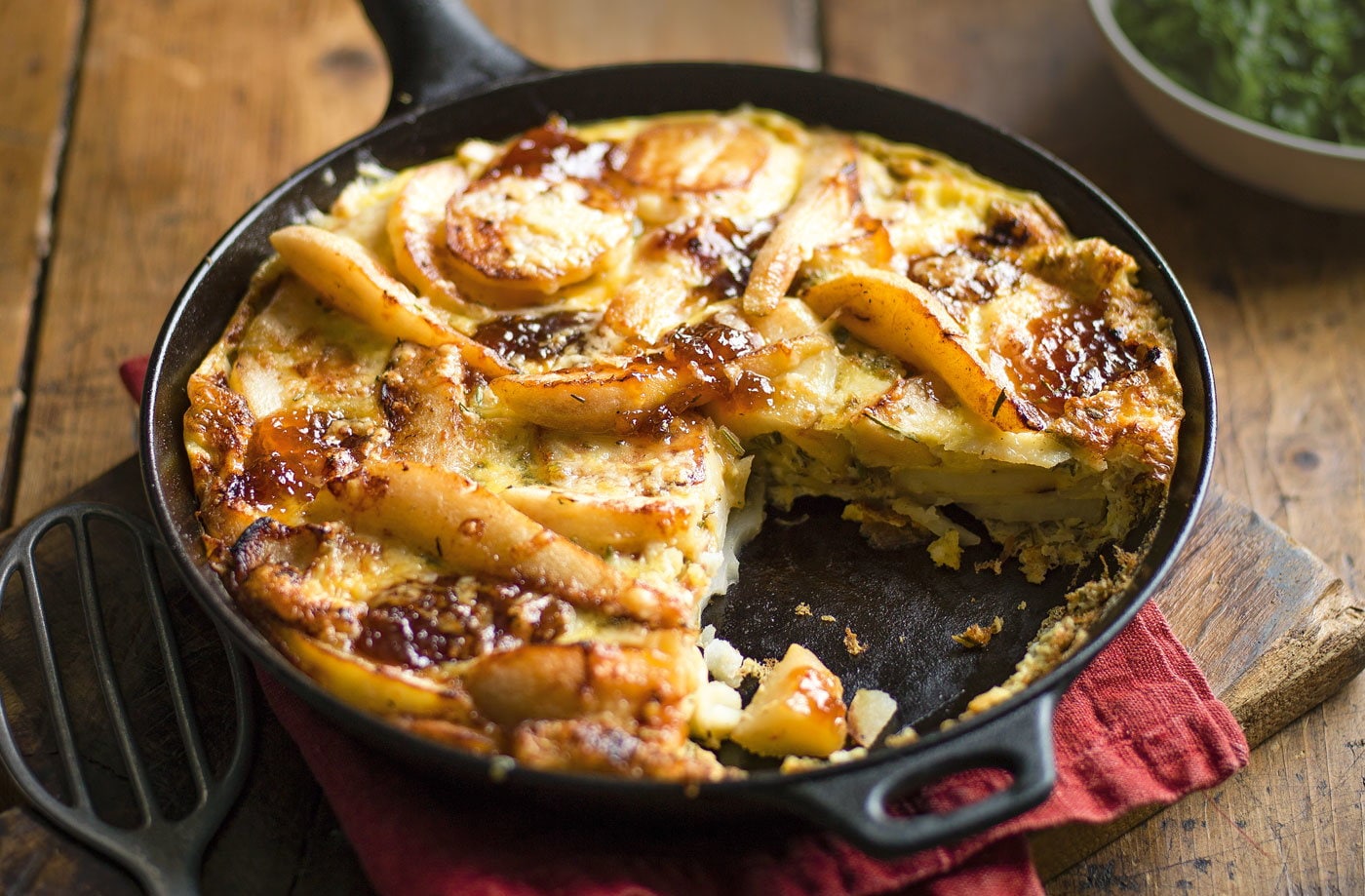 Caramelised pear and onion frittata