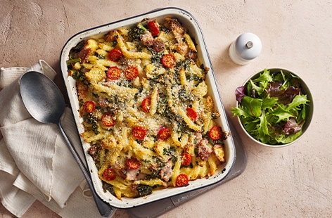 Image of "Ham and potato pasta bake"