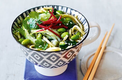 Image of "Miso greens noodle pot"
