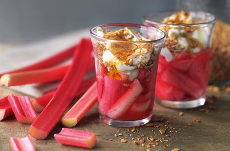 Image of "Roasted rhubarb with granola "