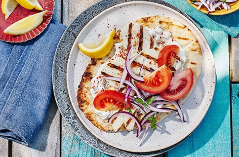 Image of "Halloumi souvlaki wraps"
